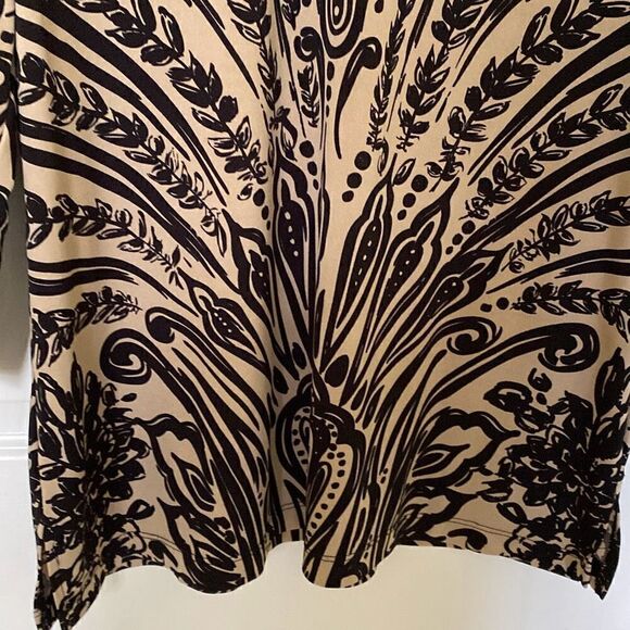 Chico’s Travelers Coll Tunic Top, Black & Tan, 3/4 Sleeves, Size 1 - Picture 3 of 7